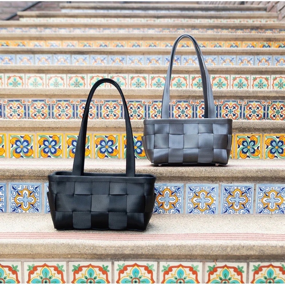 HARVEY'S MERCEDES BENZ Seatbelt Bag Shoulder‎ Y2K Purse Black Woven Satchel